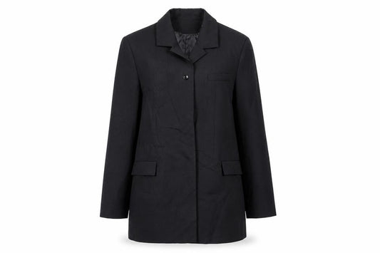 Front view of Modern Classics women’s black jacket blazer, size UK 12, button - vintage