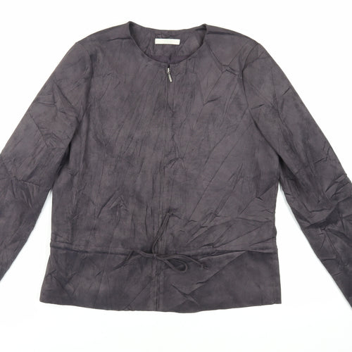 Marks and Spencer Womens Grey Jacket Size 12 Zip - Suede Effect