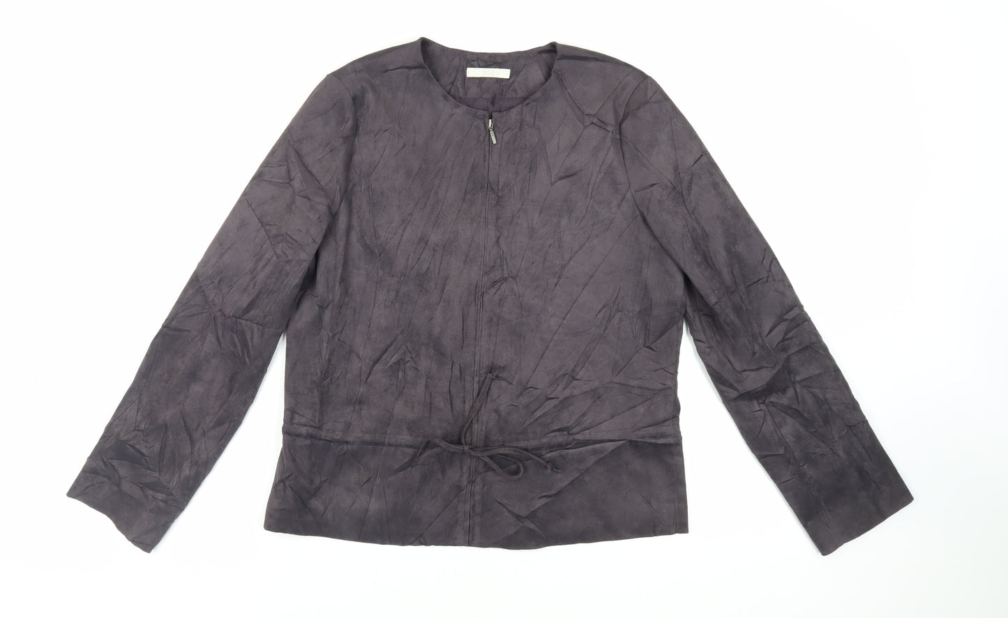 Marks and Spencer Womens Grey Jacket Size 12 Zip - Suede Effect