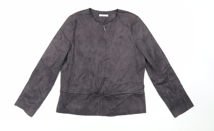 Marks and Spencer Womens Grey Jacket Size 12 Zip - Suede Effect