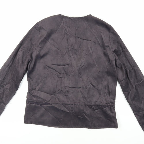 Marks and Spencer Womens Grey Jacket Size 12 Zip - Suede Effect