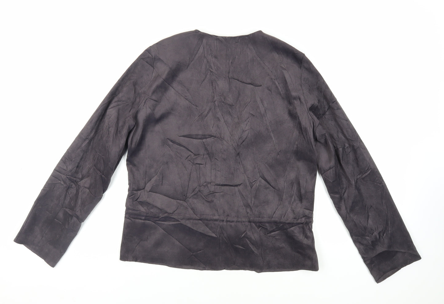 Marks and Spencer Womens Grey Jacket Size 12 Zip - Suede Effect