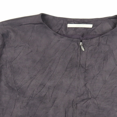Marks and Spencer Womens Grey Jacket Size 12 Zip - Suede Effect