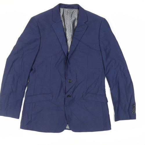 Dobell Mens Blue Polyester Jacket Suit Jacket Size 40 Regular