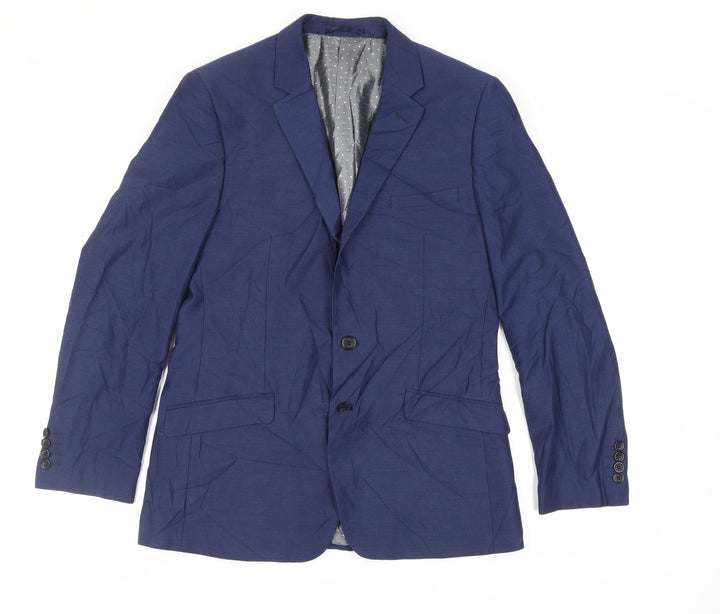 Dobell Mens Blue Polyester Jacket Suit Jacket Size 40 Regular