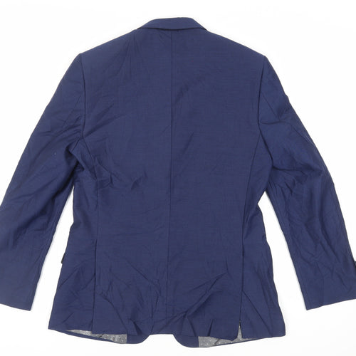 Dobell Mens Blue Polyester Jacket Suit Jacket Size 40 Regular