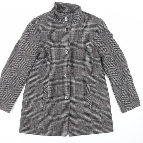 Classics Womens Grey Plaid Jacket Blazer Size 10 Button