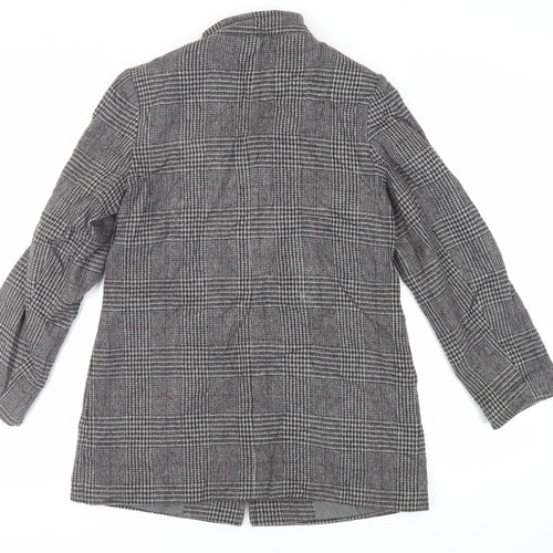 Classics Womens Grey Plaid Jacket Blazer Size 10 Button