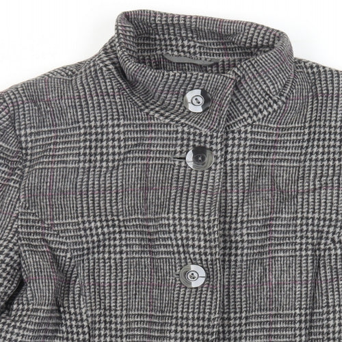 Classics Womens Grey Plaid Jacket Blazer Size 10 Button