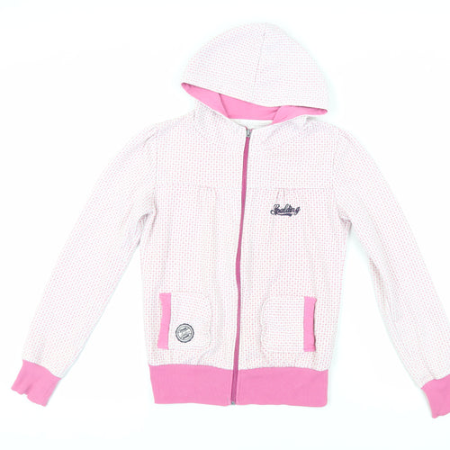 Spalding Womens Pink Geometric Polyester Full Zip Hoodie Size 10 Zip - Logo
