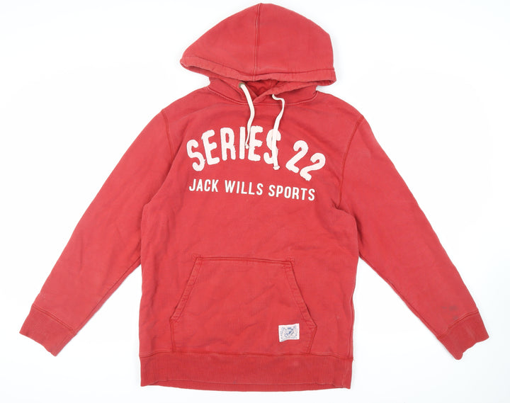 Jack Wills Mens Red Cotton Pullover Hoodie Size S - Vintage