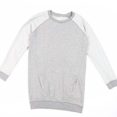 NEXT Womens Grey Cotton Pullover Sweatshirt Size 8 Pullover - Pockets
