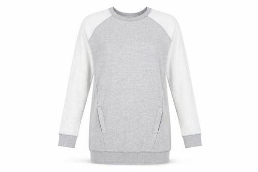 Front view of Next women’s grey cotton pullover sweatshirt, size UK 8, pullover - pockets