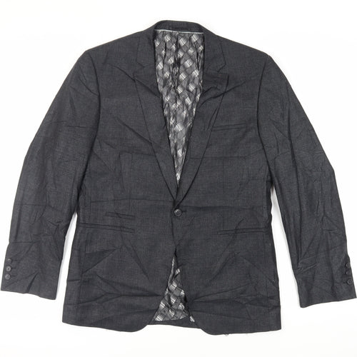 Stonebridge Mens Black Geometric Polyester Jacket Suit Jacket Size 40 Regular