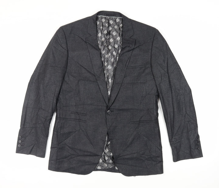 Stonebridge Mens Black Geometric Polyester Jacket Suit Jacket Size 40 Regular
