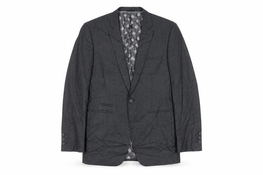 Front view of Stonebridge men’s black geometric polyester jacket suit jacket, size 40, regular