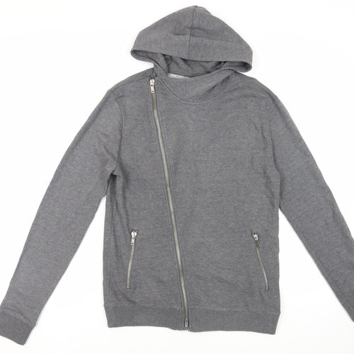 River Island Mens Grey Polyester Full Zip Hoodie Size XS - Zipped Pockets