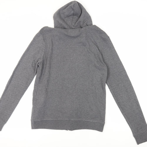 River Island Mens Grey Polyester Full Zip Hoodie Size XS - Zipped Pockets