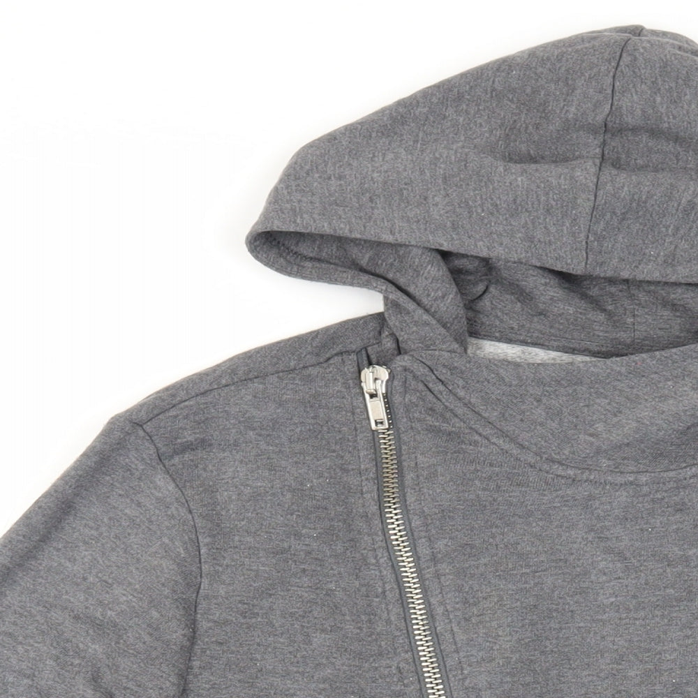 River Island Mens Grey Polyester Full Zip Hoodie Size XS - Zipped Pockets