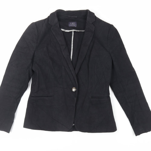 Marks and Spencer Womens Black Jacket Blazer Size 12 Button