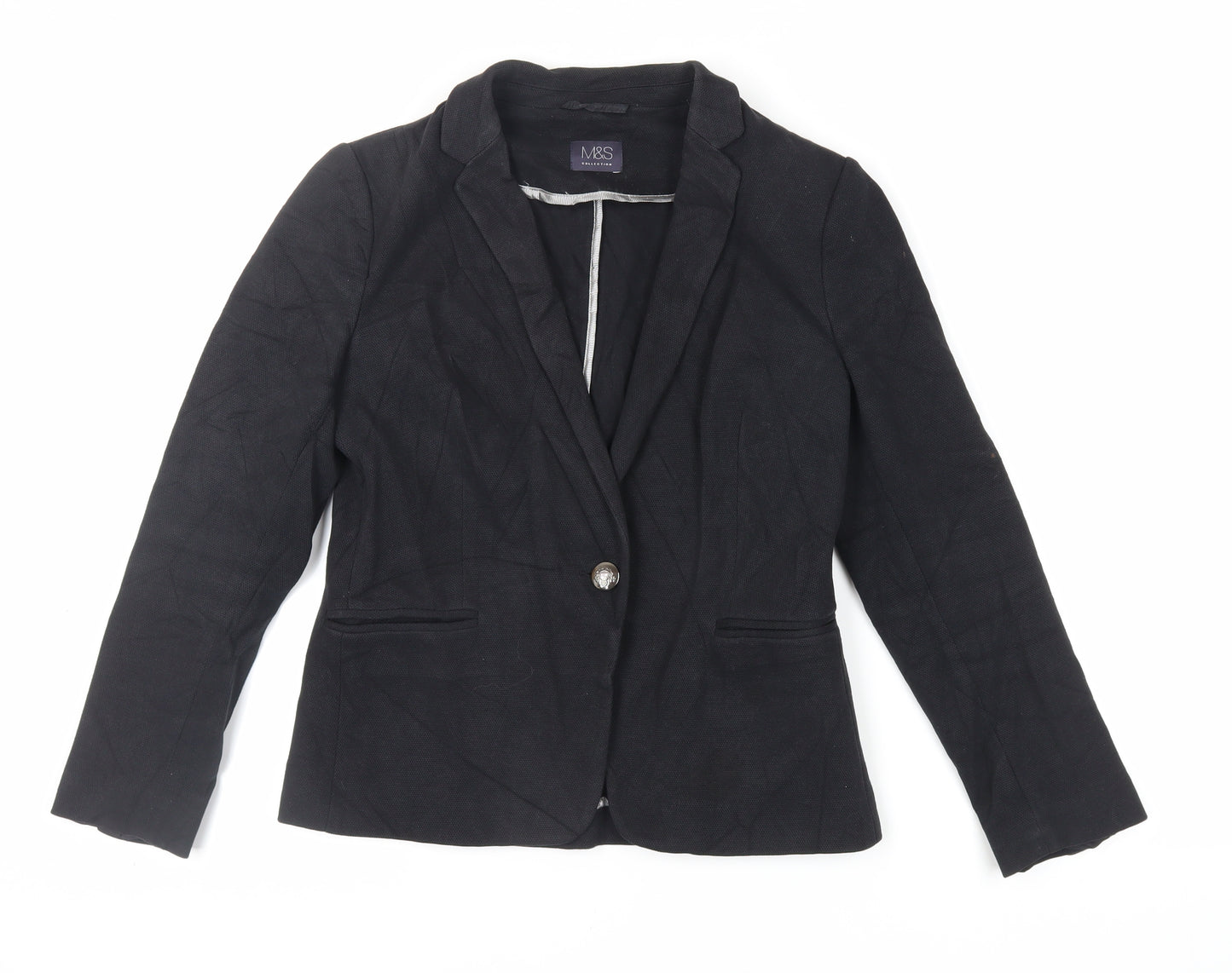 Marks and Spencer Womens Black Jacket Blazer Size 12 Button