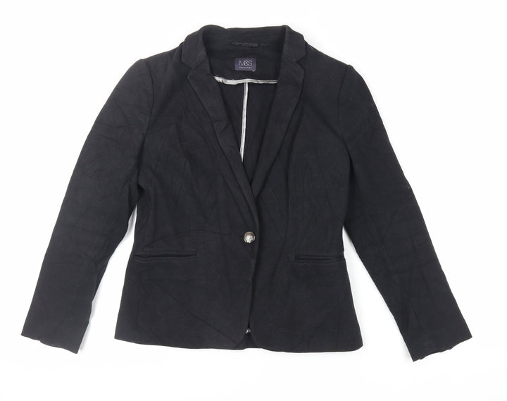 Marks and Spencer Womens Black Jacket Blazer Size 12 Button