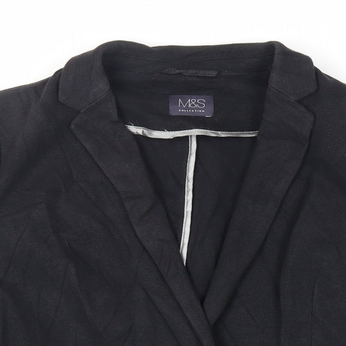 Marks and Spencer Womens Black Jacket Blazer Size 12 Button