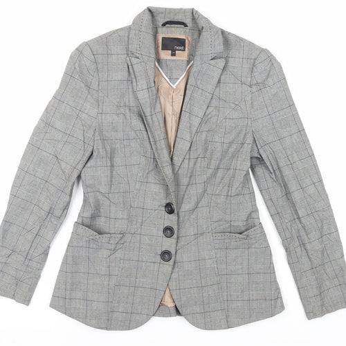 NEXT Womens Grey Plaid Jacket Blazer Size 12 Button