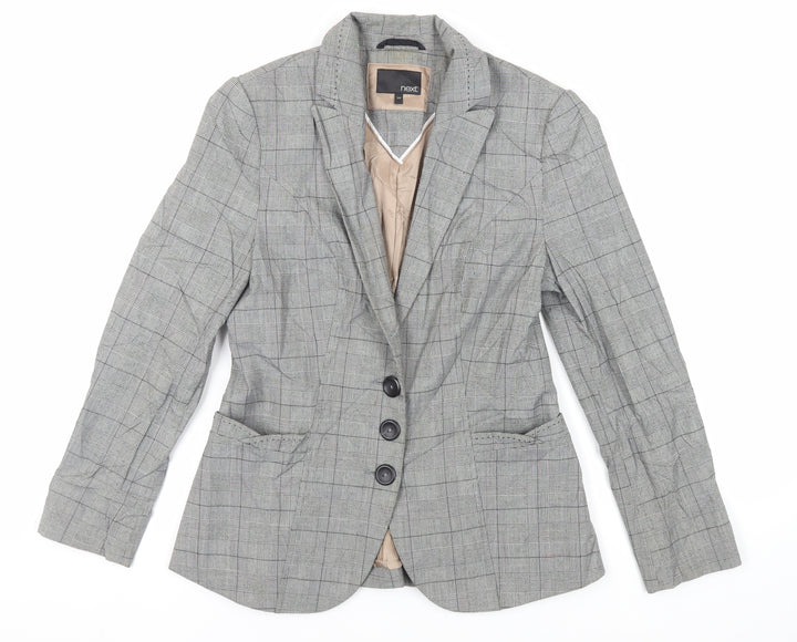 NEXT Womens Grey Plaid Jacket Blazer Size 12 Button