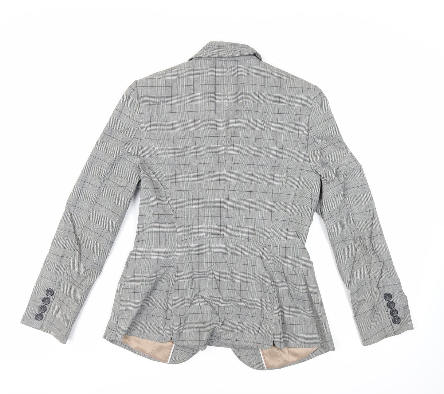NEXT Womens Grey Plaid Jacket Blazer Size 12 Button
