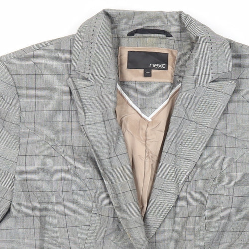 NEXT Womens Grey Plaid Jacket Blazer Size 12 Button