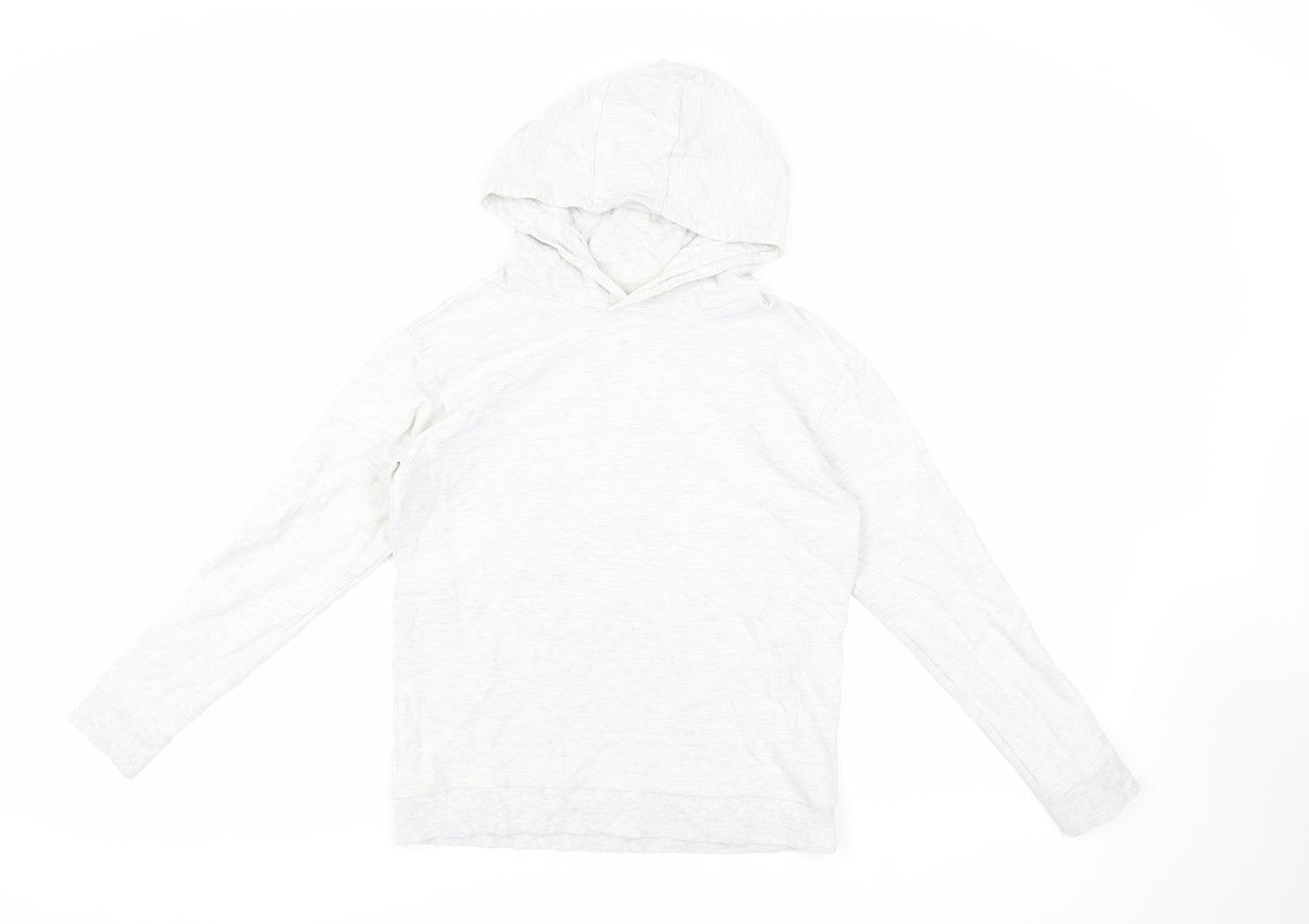 Marks and Spencer Girls Grey Cotton Pullover Hoodie Size 12-13 Years Pullover