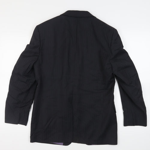 Marks and Spencer Mens Black Striped Wool Jacket Suit Jacket Size 38 Regular