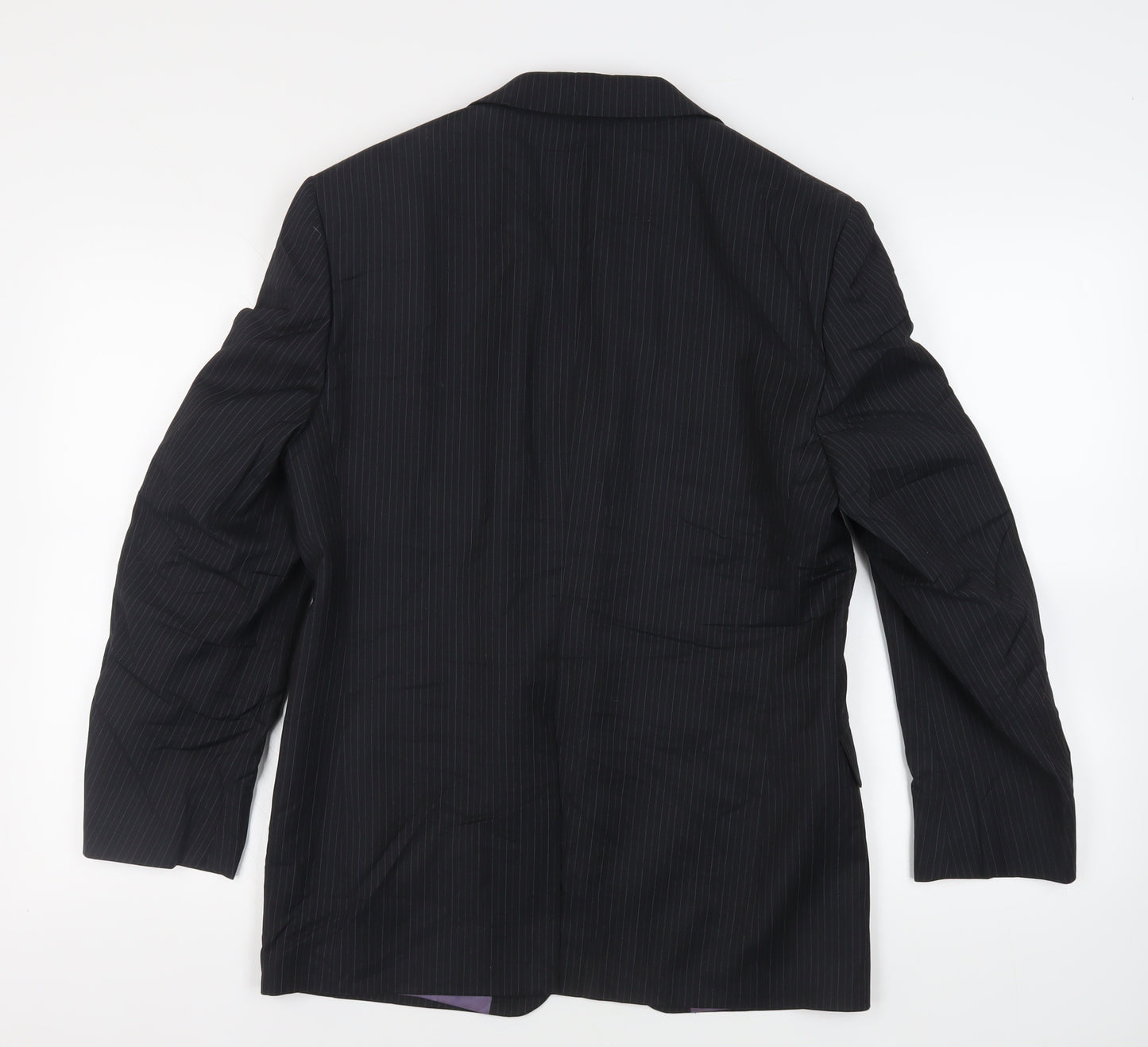 Marks and Spencer Mens Black Striped Wool Jacket Suit Jacket Size 38 Regular