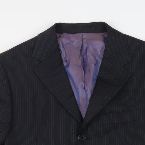Marks and Spencer Mens Black Striped Wool Jacket Suit Jacket Size 38 Regular