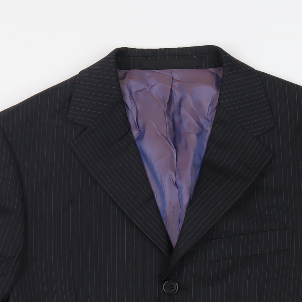 Marks and Spencer Mens Black Striped Wool Jacket Suit Jacket Size 38 Regular