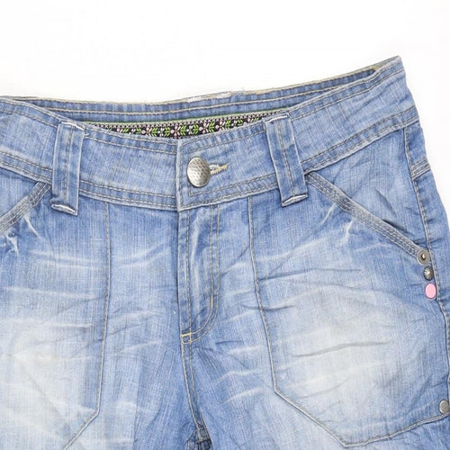 Denim & Co. Womens Blue Cotton Bermuda Shorts Size 10 L12.5 in Regular Zip