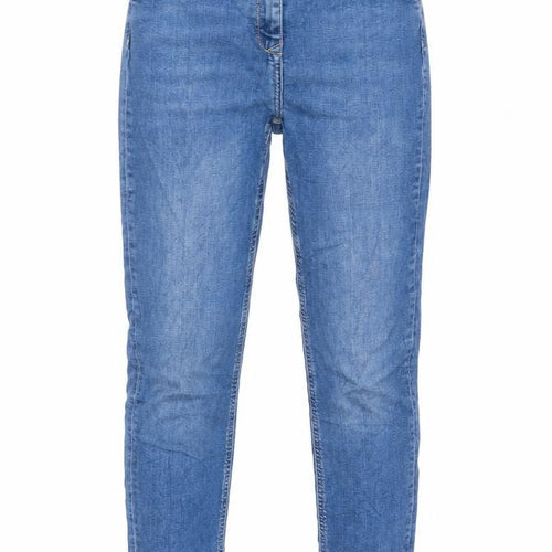 NEXT Womens Blue Cotton Blend Tapered Jeans Size 12 L28 in Extra-Slim Zip
