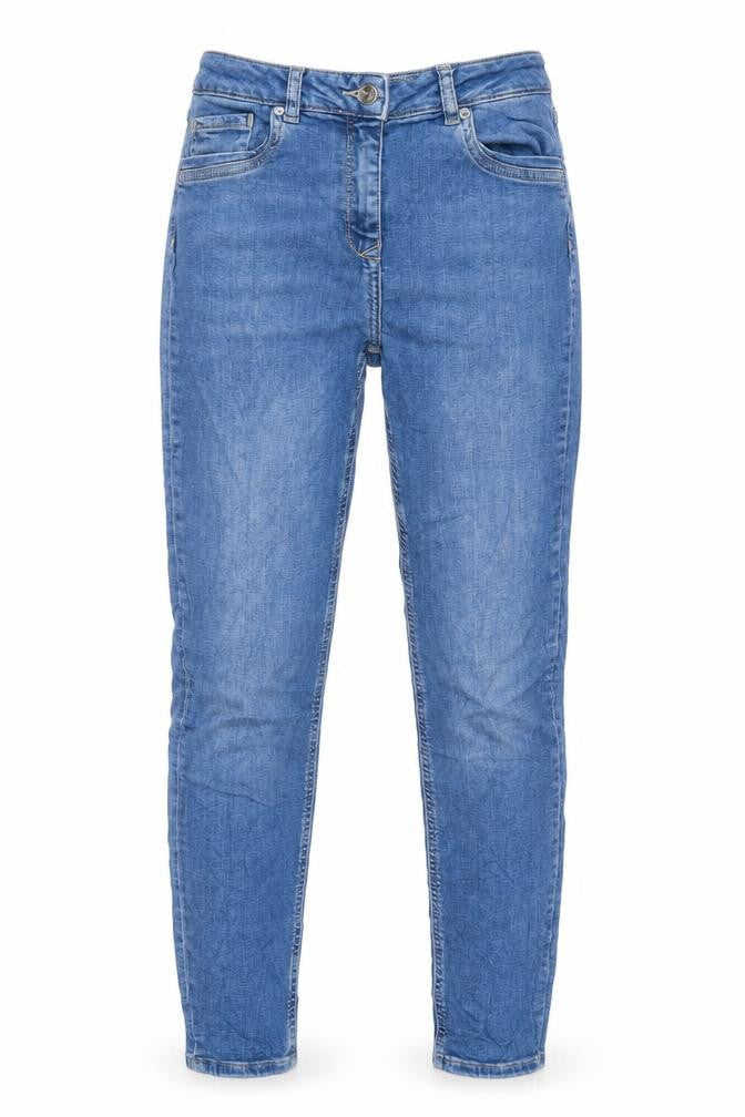 NEXT Womens Blue Cotton Blend Tapered Jeans Size 12 L28 in Extra-Slim Zip