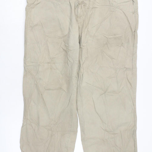 Essentials Mens Beige Cotton Trousers Size 38 in L27 in Regular Zip