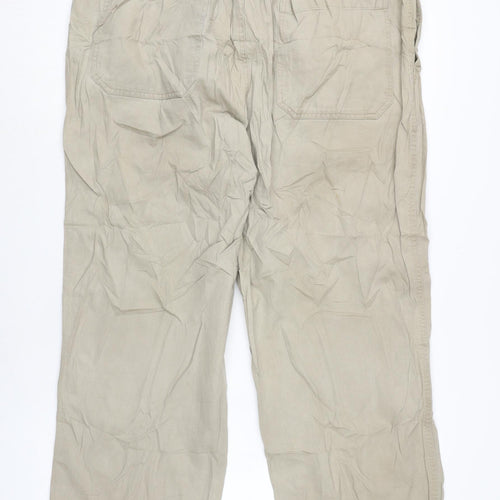 Essentials Mens Beige Cotton Trousers Size 38 in L27 in Regular Zip