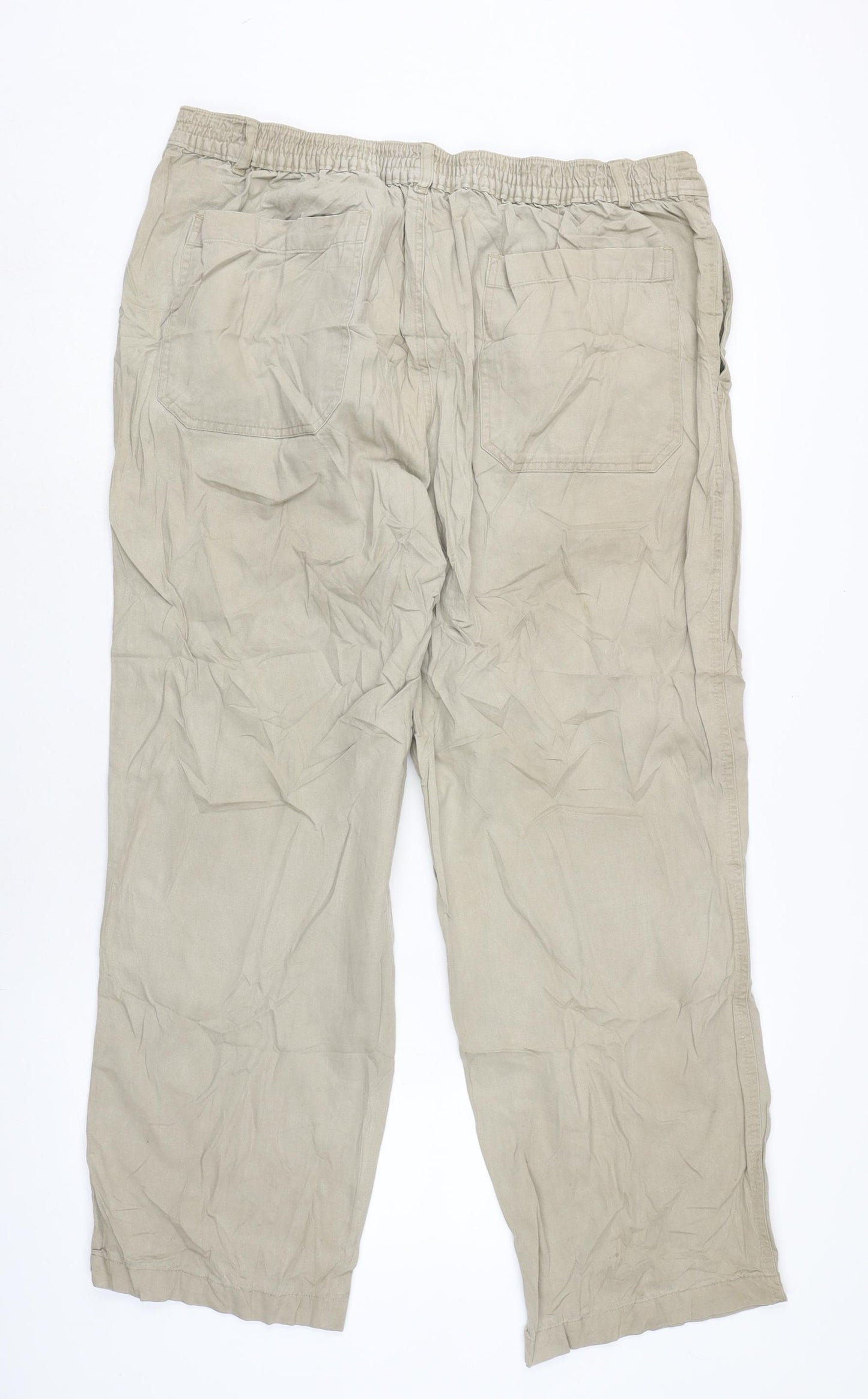 Essentials Mens Beige Cotton Trousers Size 38 in L27 in Regular Zip