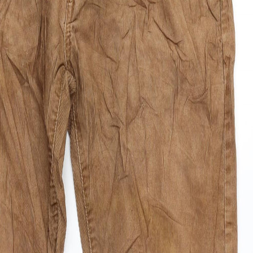 H&M Mens Brown Cotton Trousers Size 34 in L32 in Regular Zip