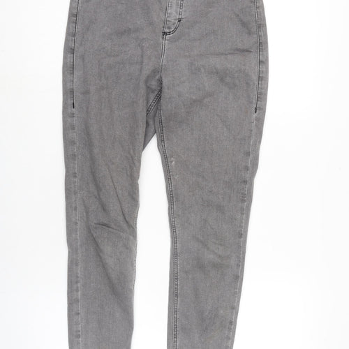Topshop Womens Grey Cotton Blend Tapered Jeans Size 30 in L26 in Regular Zip