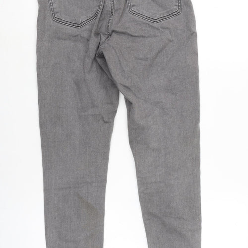Topshop Womens Grey Cotton Blend Tapered Jeans Size 30 in L26 in Regular Zip