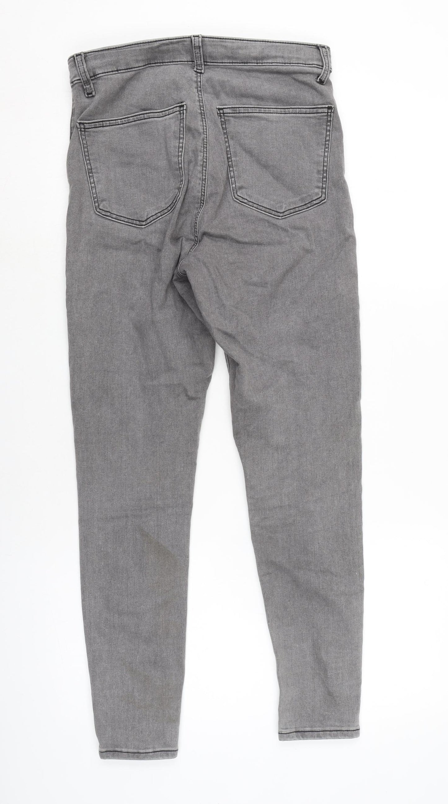 Topshop Womens Grey Cotton Blend Tapered Jeans Size 30 in L26 in Regular Zip