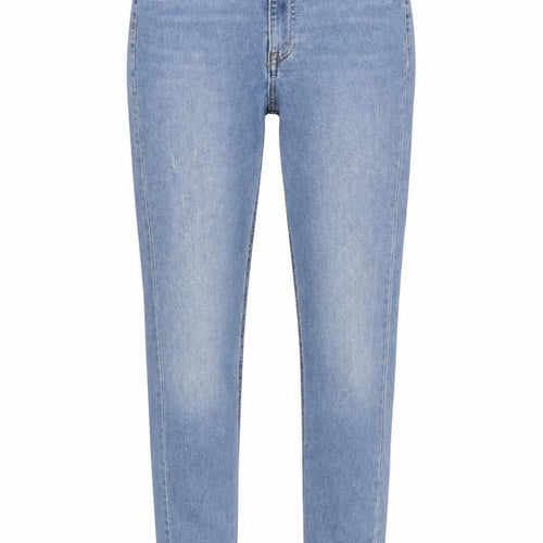H&M Womens Blue Cotton Blend Tapered Jeans Size 8 L26 in Regular Zip - Distressed