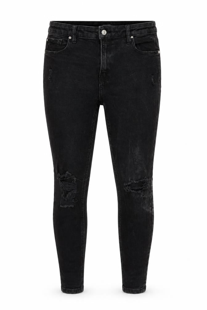 Denim & Co. Womens Grey Cotton Blend Tapered Jeans Size 16 L26 in Regular Zip