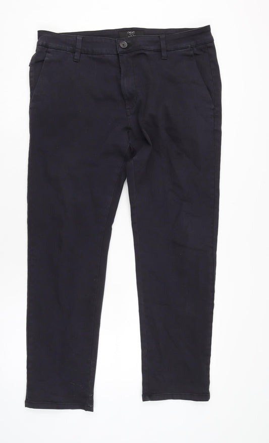 NEXT Mens Blue Cotton Trousers Size 36 in L29 in Regular Zip