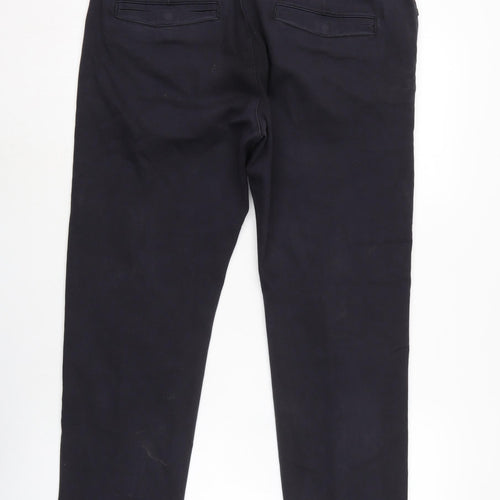 NEXT Mens Blue Cotton Trousers Size 36 in L29 in Regular Zip